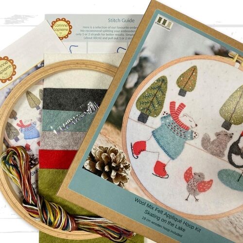 Skating on the Lake Felt Appliqué Hoop Kit by Corinne Lapierre