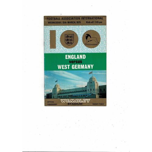 1975 England v West Germany Football Programme