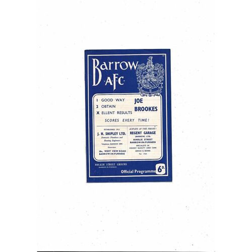 1963/64 Barrow v Southport Football Programme