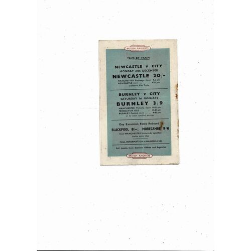 1954/55 Manchester City v Preston Football Programme