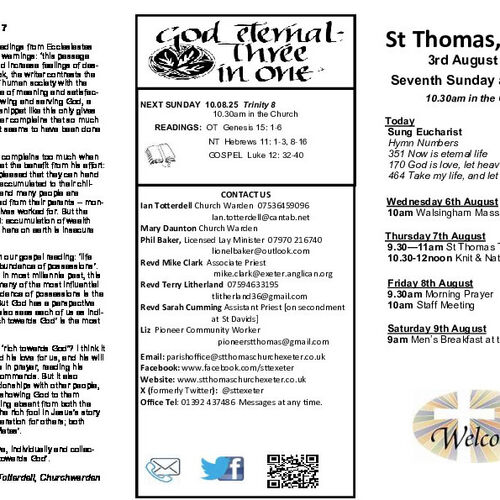 Pew Sheet | The Parish of St Thomas, Exeter
