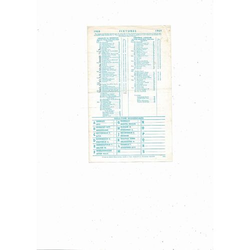 Manchester City v Leeds United Central League Football Programme 1968/69