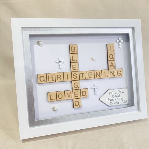 Christening / Baptism Scrabble Family Name Box Frame