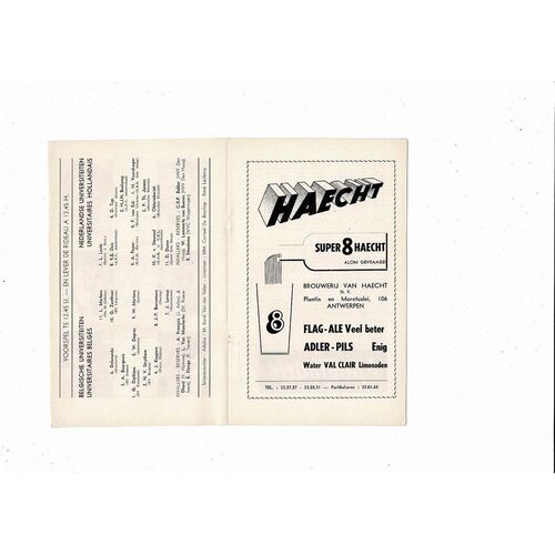 1960 Belgium v Netherlands International Friendly Football Programme