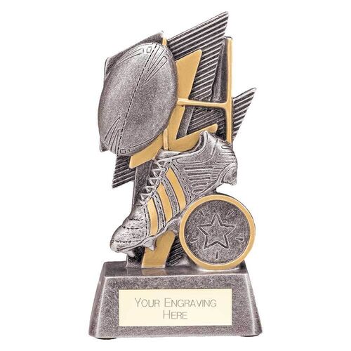 Strike Bolt Rugby Award Antique Silver & Gold