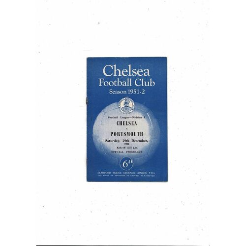 1951/52 Chelsea v Portsmouth Football Programme