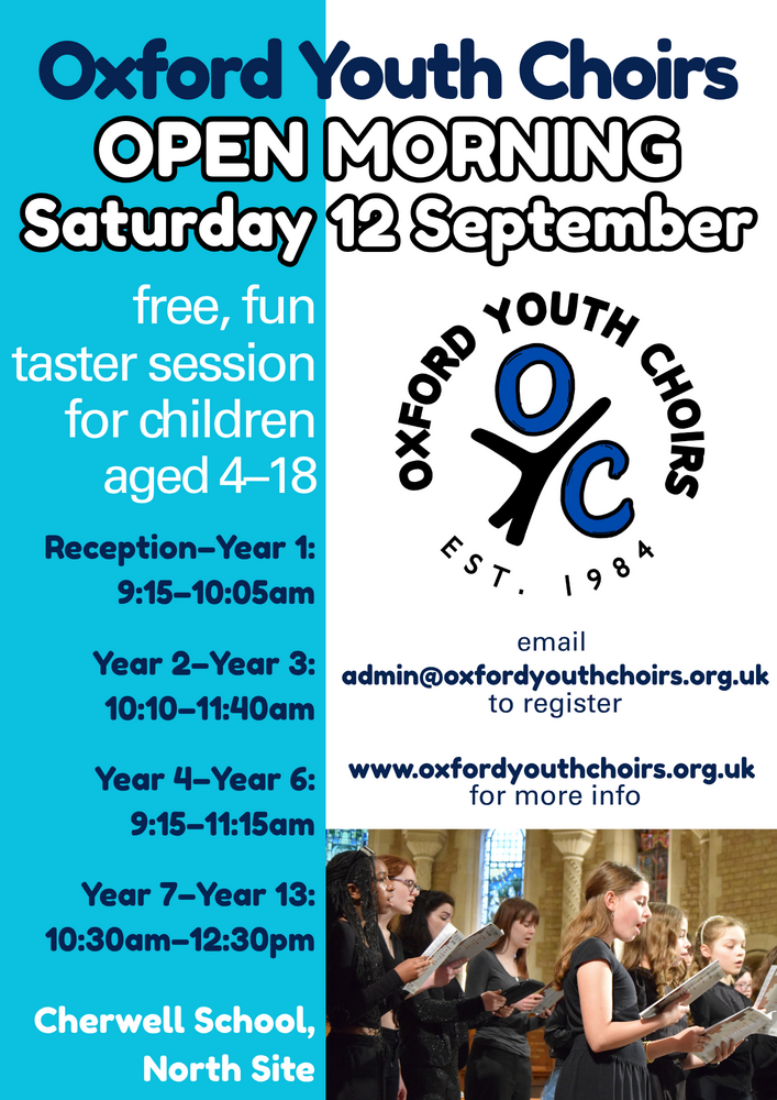 12 September: Open Morning | Oxford Youth Choirs | Oxford Girls’ Choir | Children’s Choir Oxford