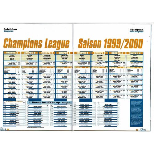 Hertha Berlin v Chelsea Champions League Stadium Magazine No 2 1999/00