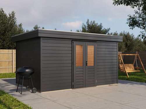 4.2mtr x 3.0mtr 44mm walled Flat Roof Cabin