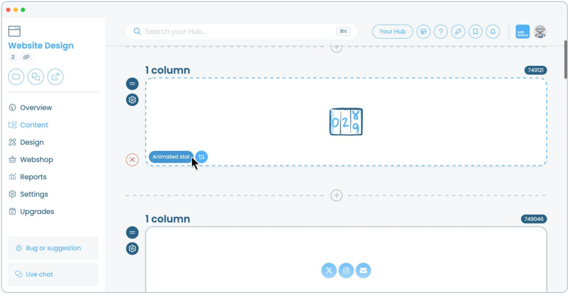 How to add an animated statistic to a website page | Webfactory Support | Webfactory