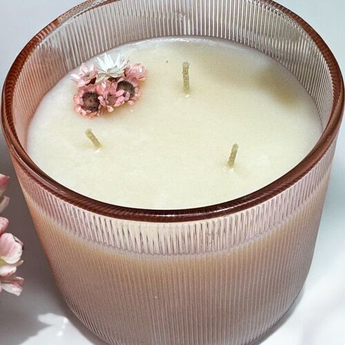 Pink Ribbed Candle