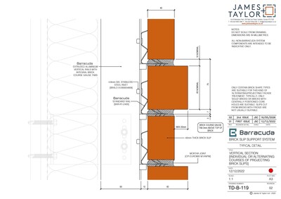 System Drawings | jamesandtaylor limited | Terracotta Tile Facade | Facing Brick System | Facade Metal