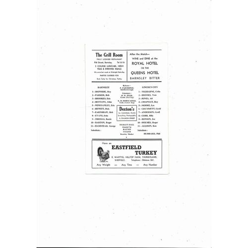 1966/67 Barnsley v Lincoln City Football Programme