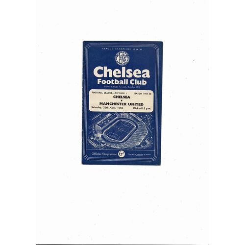 1957/58 Chelsea v Manchester United Football Programme