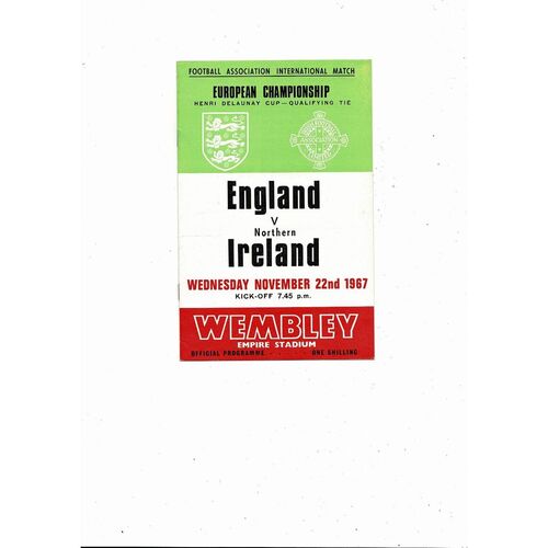 1967 England v Northern Ireland Football Programme