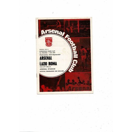 Arsenal v Lazio Fairs Cup Football Programme 1970/71