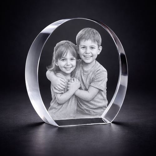 3D Crystal Circle Photo Gift UK 100×100×40mm