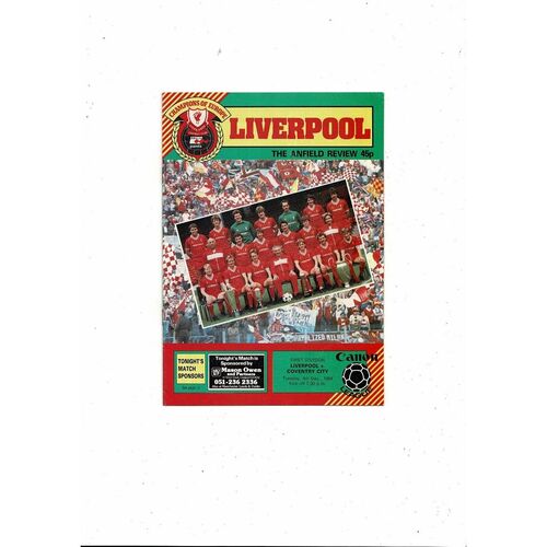 1984/85 Liverpool v Coventry City Football Programme