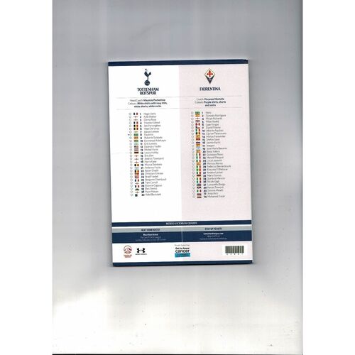 Tottenham Hotspur v Florentina Europa League Football Programme 2013/14