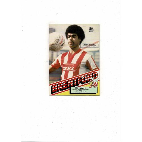 1982/83 Brentford v Millwall Football Programme