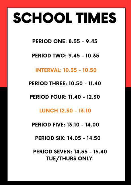 School Day Timetable