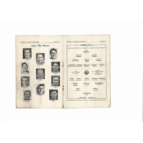 1950/51 Chelsea v Aston Villa Football Programme