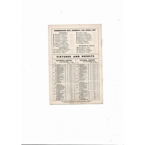 1954/55 Manchester United v Sunderland Football Programme