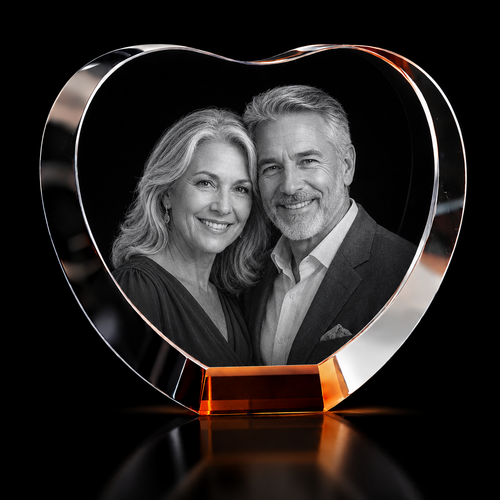 Personalised 3D XXXL Crystal Heart Photo Gift UK – Romantic Laser Engraved Crystal