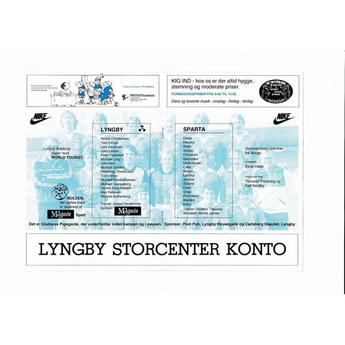 Lyngby v Sparta Prague European Cup Football Programme 1984/85