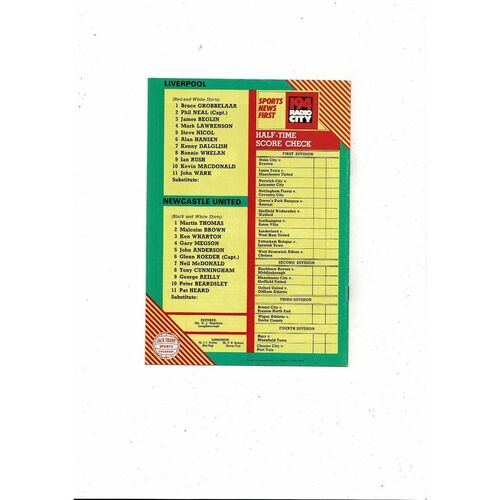 1984/85 Liverpool v Newcastle United Football Programme