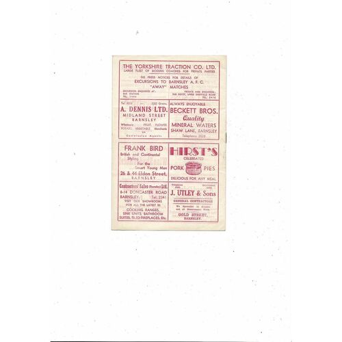 1959/60 Barnsley v Bradford City Football Programme
