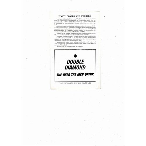 Watford v England Amateur X1 Friendly Football Programme 1965