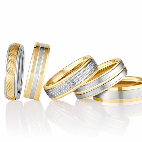 18ct 6mm TWO COLOUR diamond cut tyre pattern ring