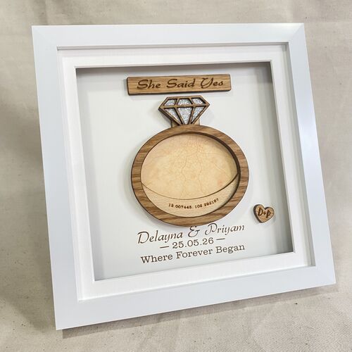She Said Yes – Personalised Light Up Coordinates Frame