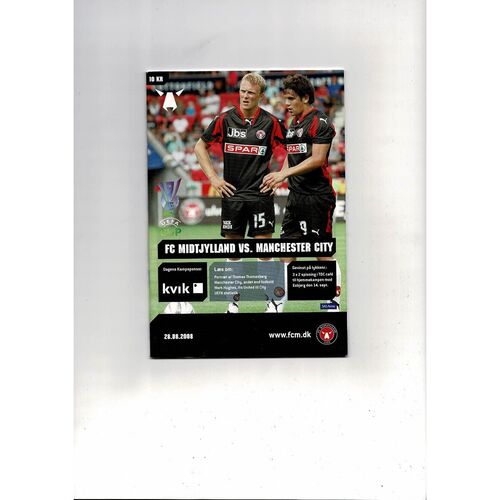 FC Midtjylland v Manchester City UEFA Cup Football Programme 2008/09