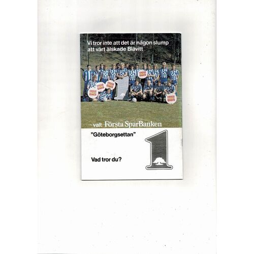 Gothenburg v Trakia Plovdiv European Cup Football Programme 1985/86