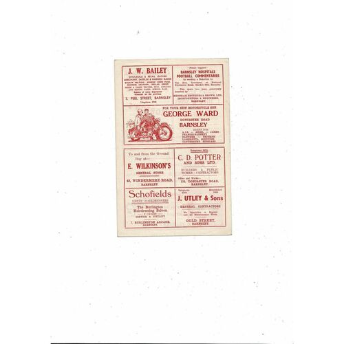 1956/57 Barnsley v Bristol Rovers Football Programme