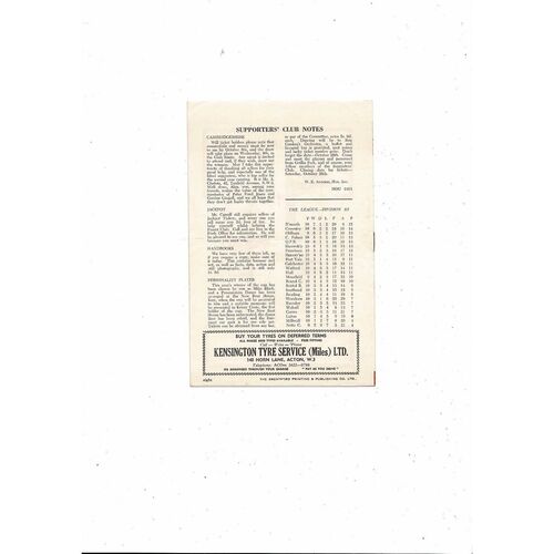 1963/64 Brentford v Coventry City Football Programme