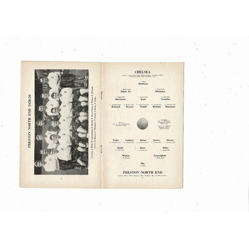 1958/59 Chelsea v Preston Football Programme