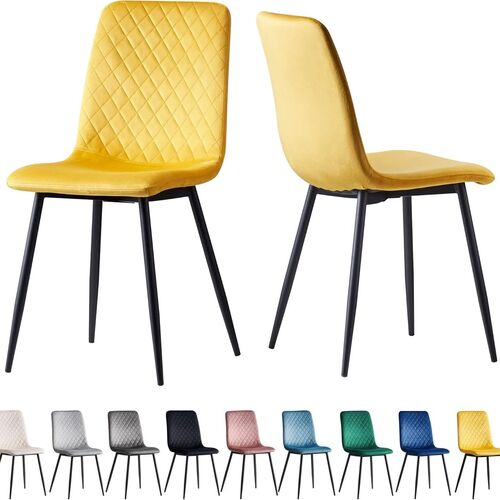 mcc direct Designer Velvet Fabric Dining Chairs Metal Legs Lexi Chairs(Set of 2/Set of 4)