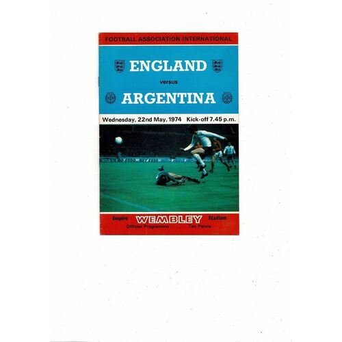 1974 England v Argentina Football Programme