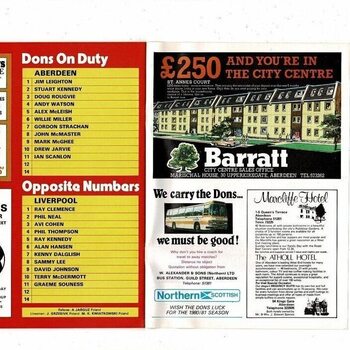 Aberdeen v Liverpool European Cup Football Programme 1980/81