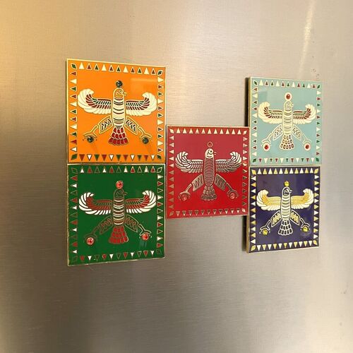 Display & Magnet Tile. The Persian Falcon. Purple with 3 Yellow Stones.