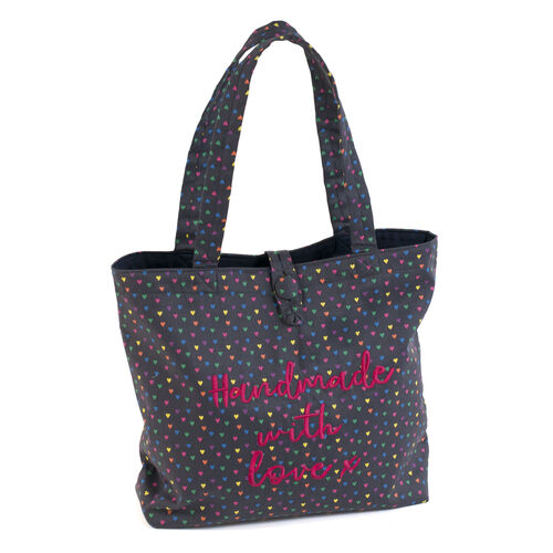 Handmade with Love Heart Print Craft Bag