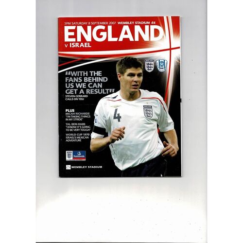 2007 England v Israel Football Programme