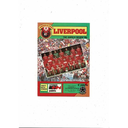 1984/85 Liverpool v Tottenham Hotspur Football Programme