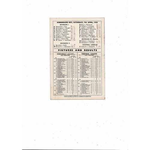 1955/56 Manchester United v Blackpool Football Programme
