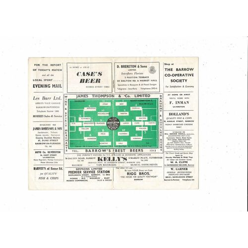 1967/68 Barrow v Northampton Town Football Programme