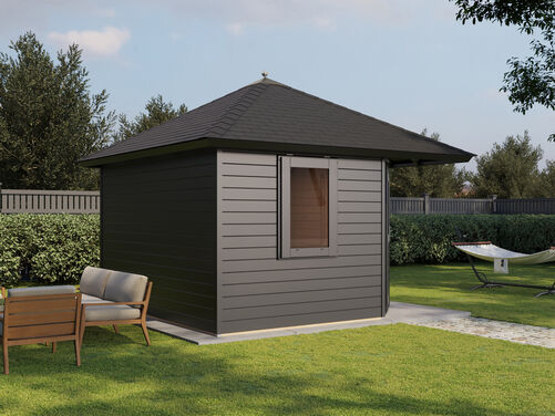 3.6mtr x 3.6mtr 44mm walled Pyramid Roof Cabin