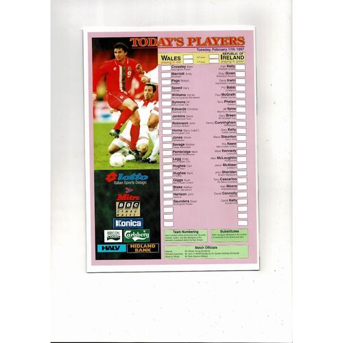 1997 Wales v Republic of Ireland Football Programme